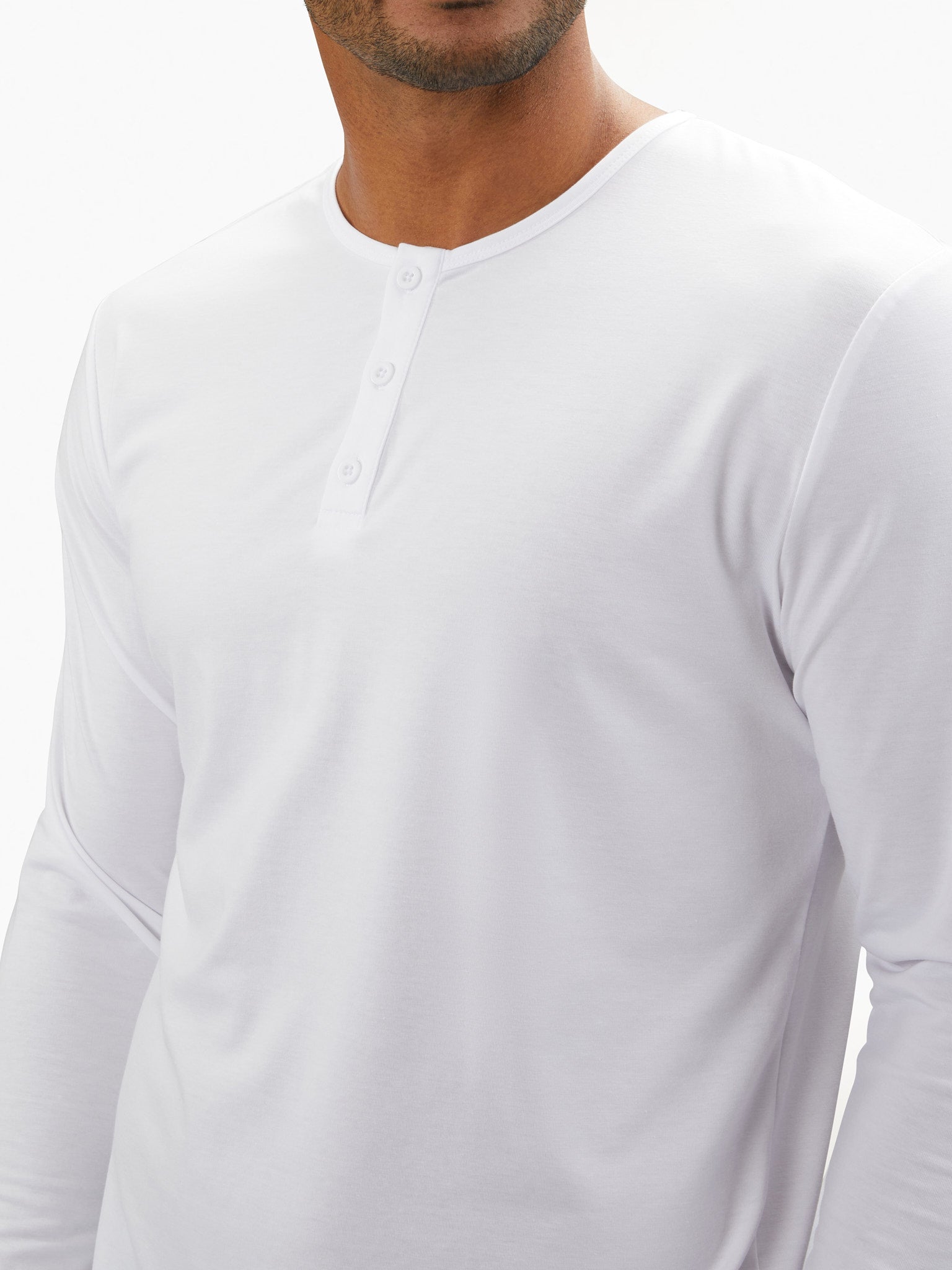 AO Long Sleeve Henley Elongated | White Signature-fit PYCA Pro®
