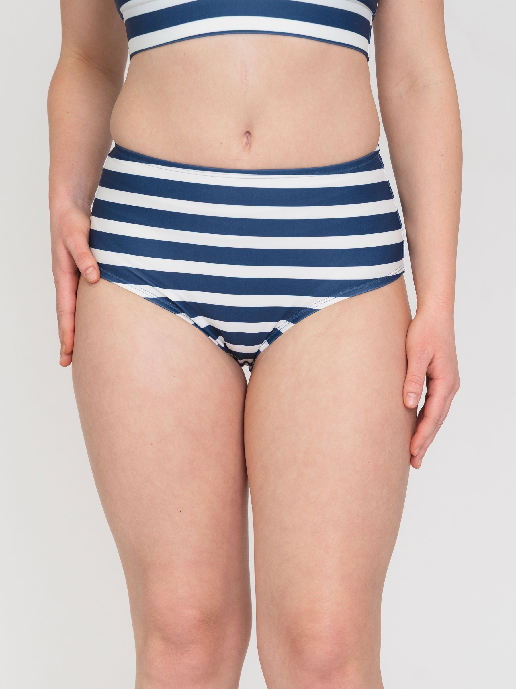 SAMPLE Navy Stripe High-Waist Bottom