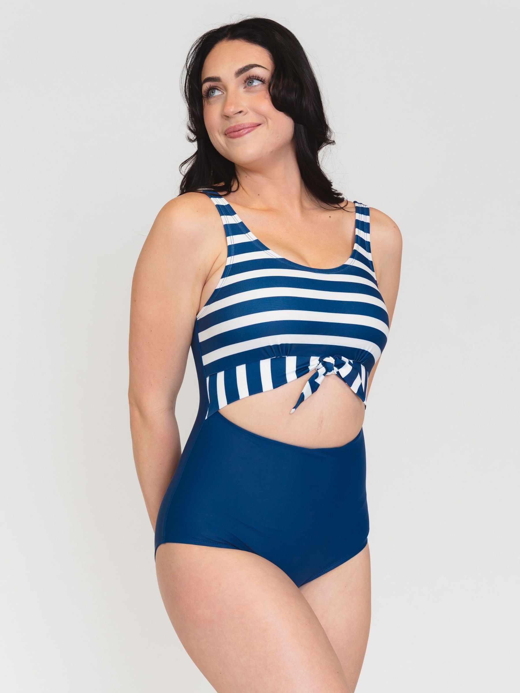 Navy Stripe Knotted One-Piece