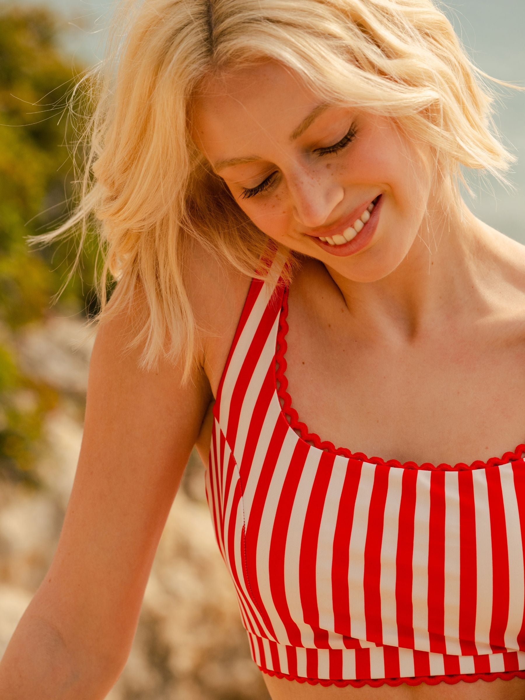 Red Stripe Scoop Bralette