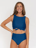 SAMPLE Navy Knotted Crop Top