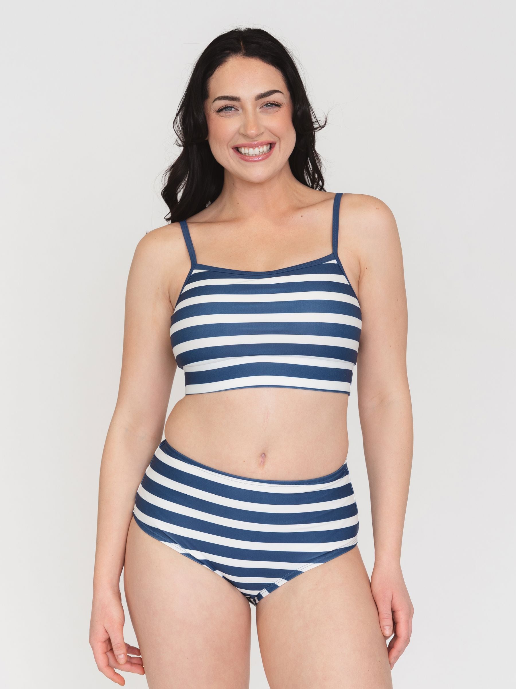 Navy Stripe High-Waist Bottom