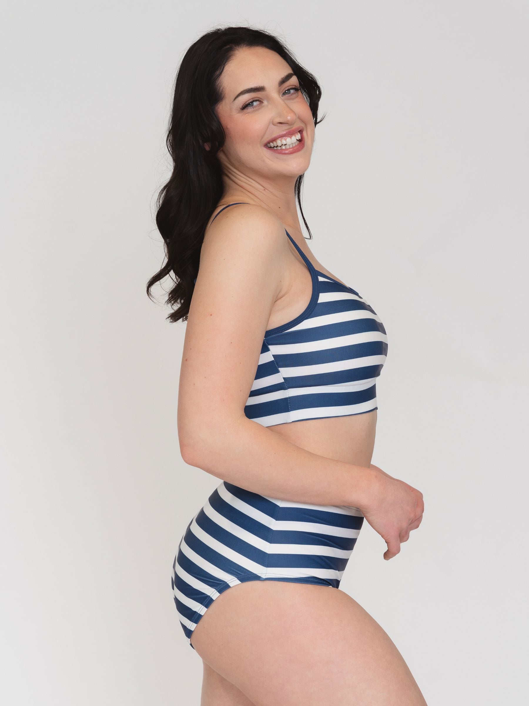 Navy Stripe High-Waist Bottom