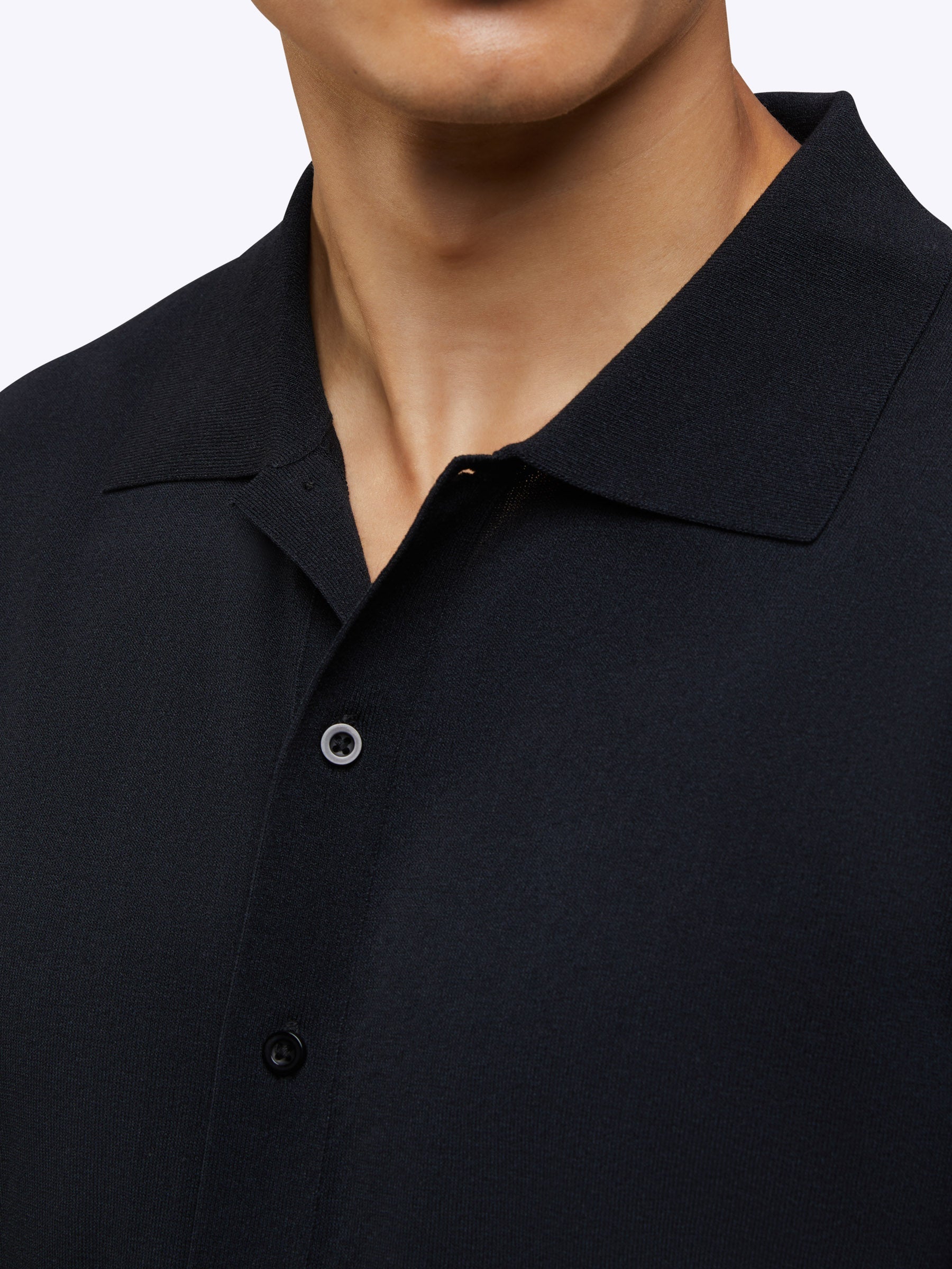 Riviera Knit Button Up | Black Signature-Fit