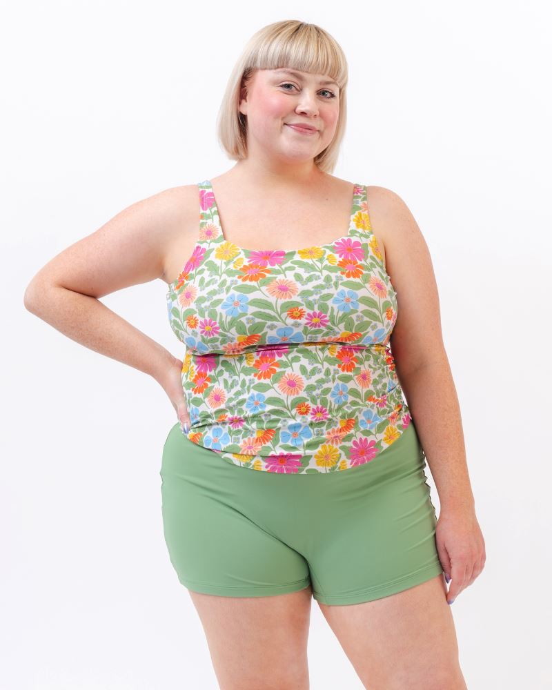 Breezy Floral Square Neck Tankini Top