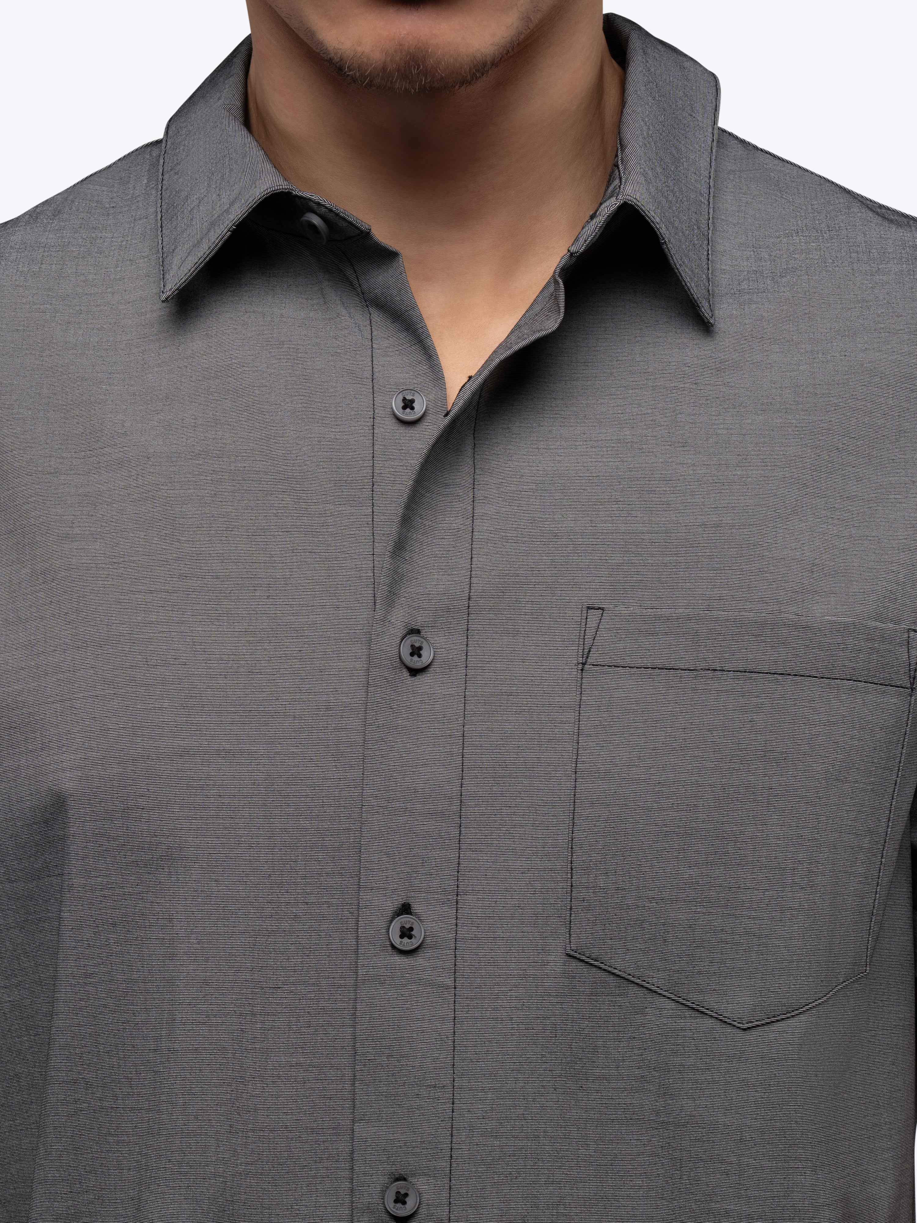 SoHo Short Sleeve Button Up | Heather Black Signature-fit