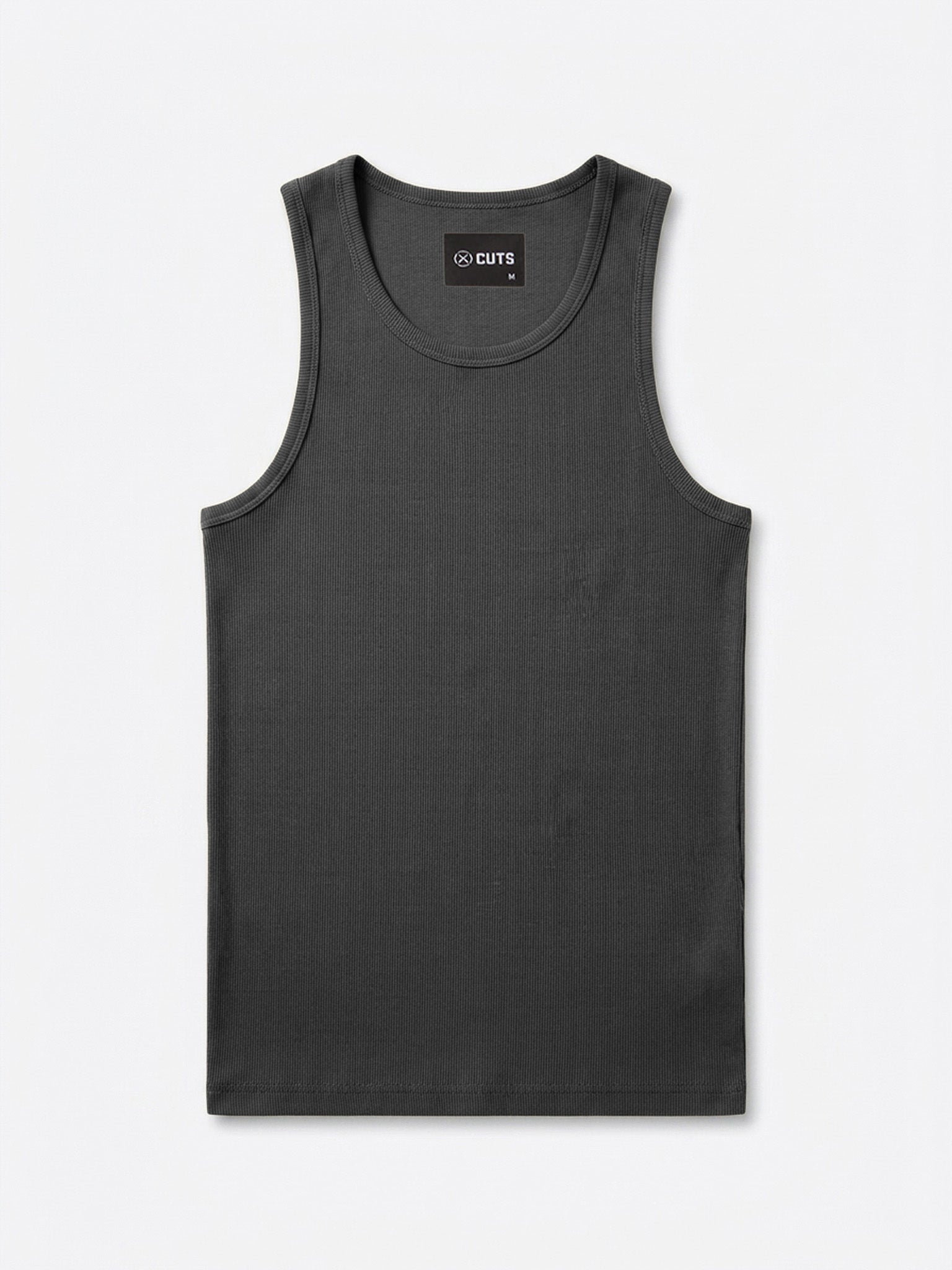 Essential Fitted Rib Tank | Grey Form-Fitting