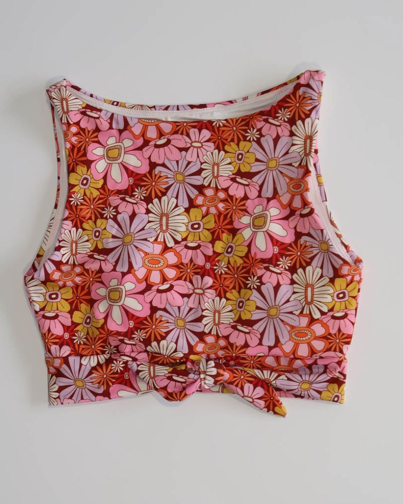 Groovy Blooms Knotted Crop Top