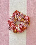 Photo of multi colored floral hair scrunchie