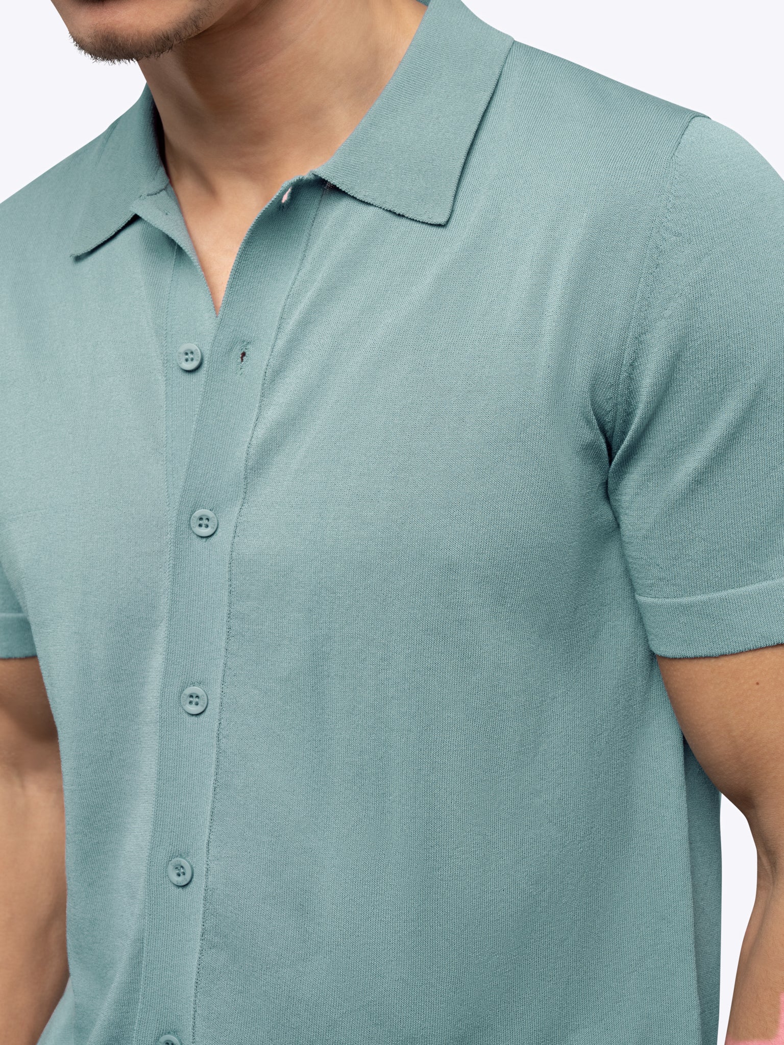 Riviera Knit Button Up | Isle Blue Signature-Fit