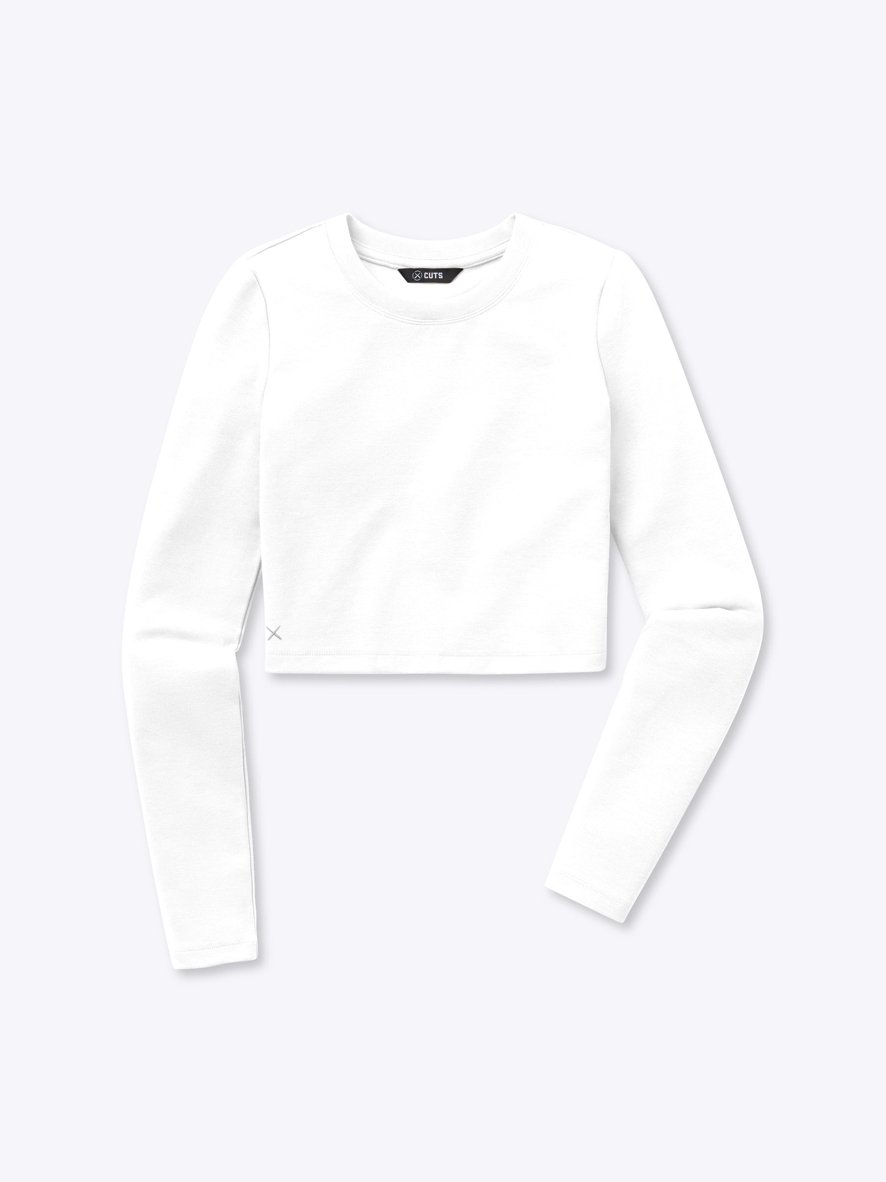 Long Sleeve Tomboy Tee Cropped | White Slim-fit Tomboy-Cotton™