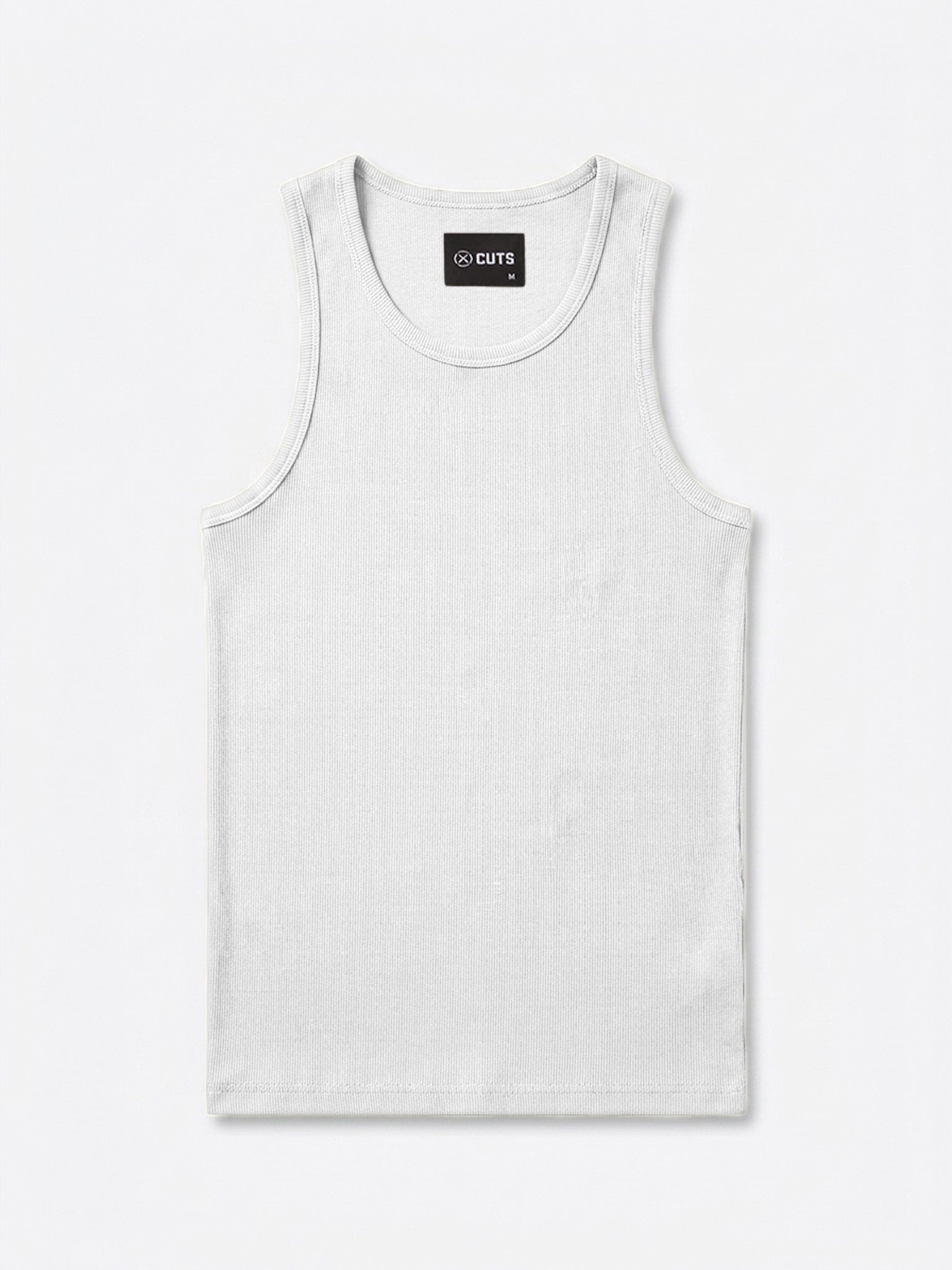 Essential Fitted Rib Tank | White Form-Fitting
