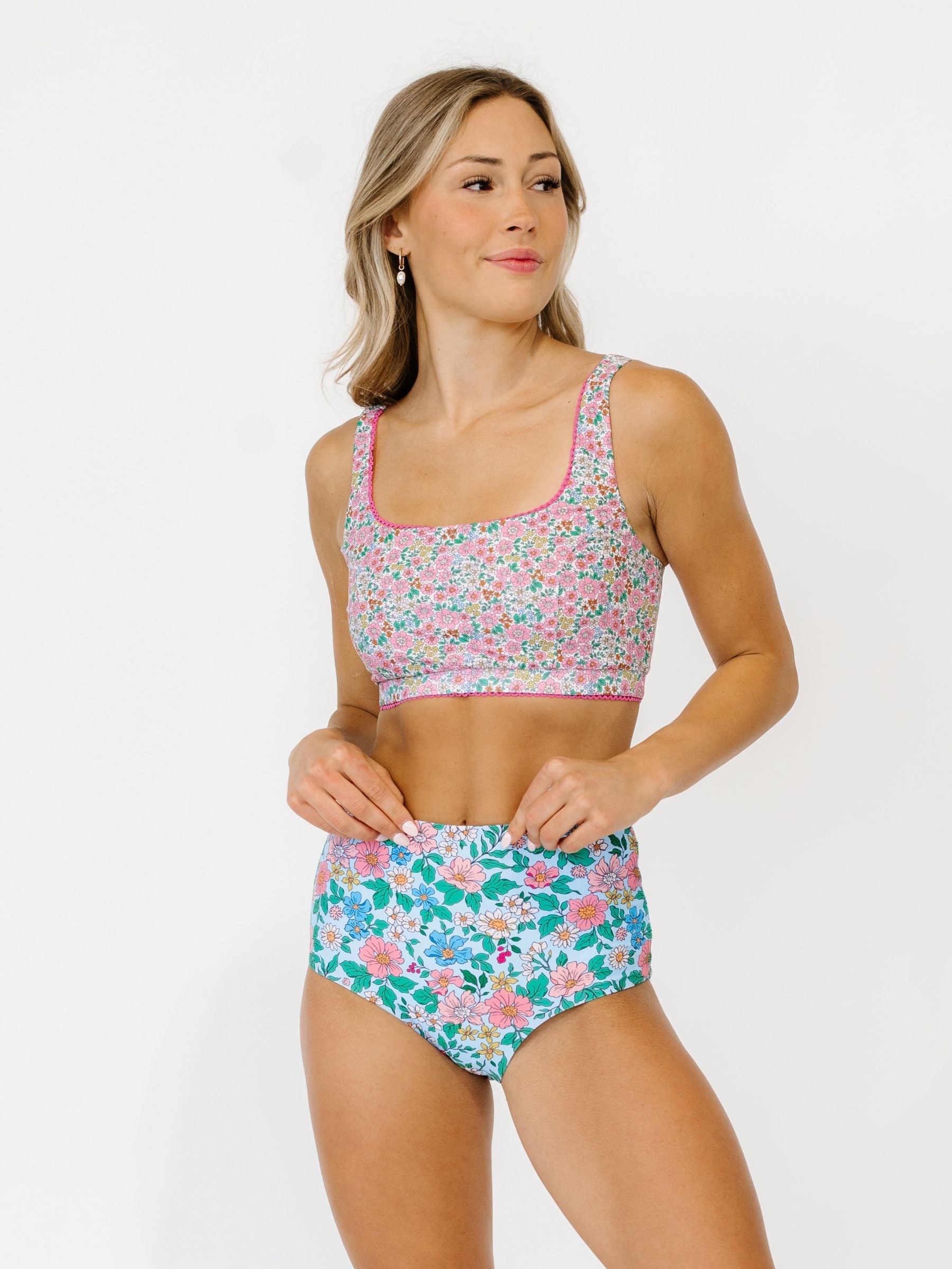 Whimsy Floral / Trellis Floral Reversible Ultra High-Waist Bottom